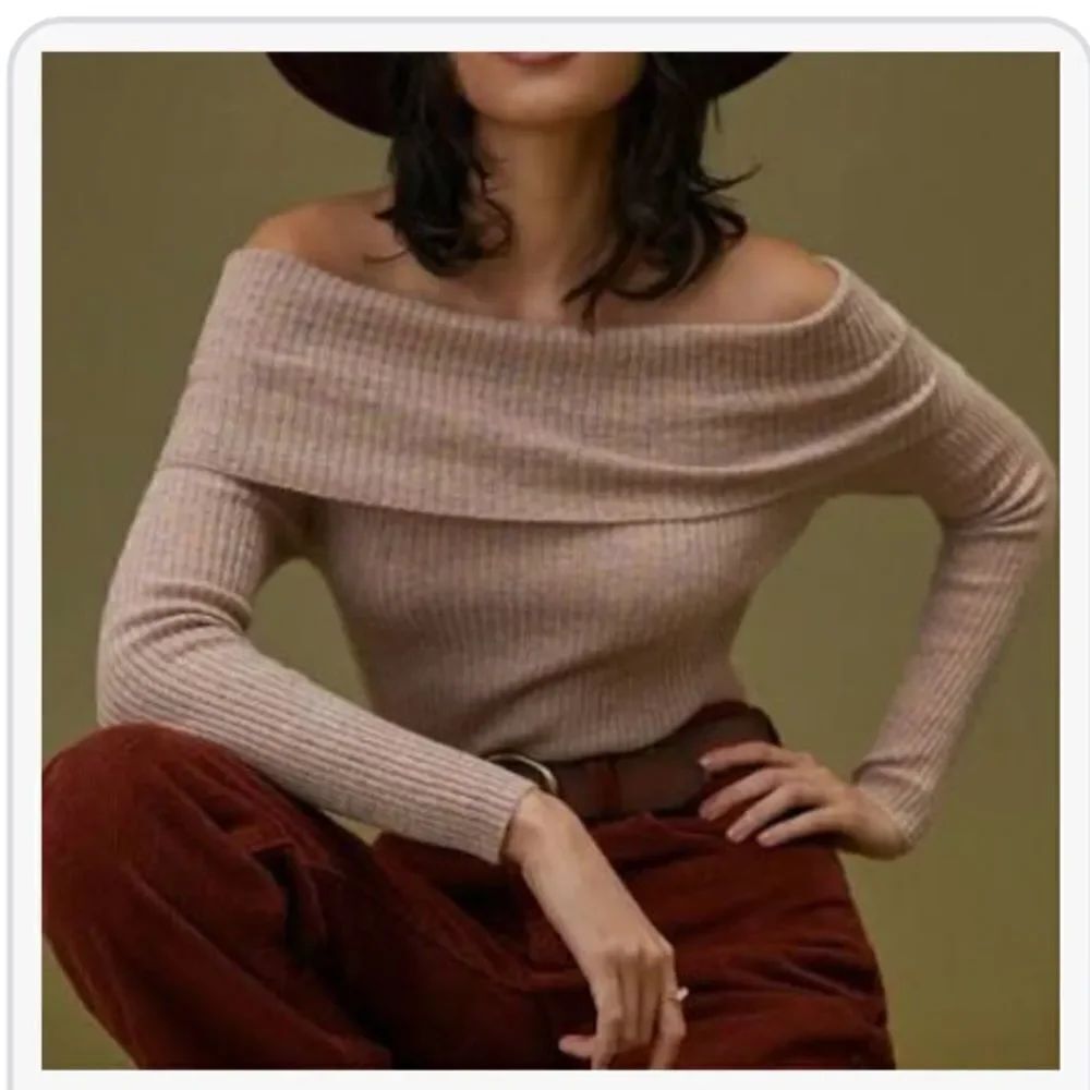Anthropologie Shimmer Off the Shoulder Cashmere Sweater NWT